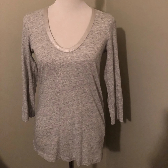 NWT J Crew Metallic Leather Trim Tee - Picture 2 of 7